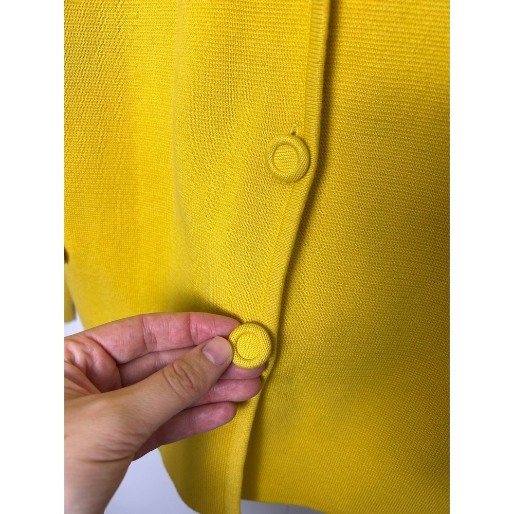 Lands' End 100% Supima Cotton Yellow Jacket‎ Cardigan Sweater Size Medium - Picture 8 of 8